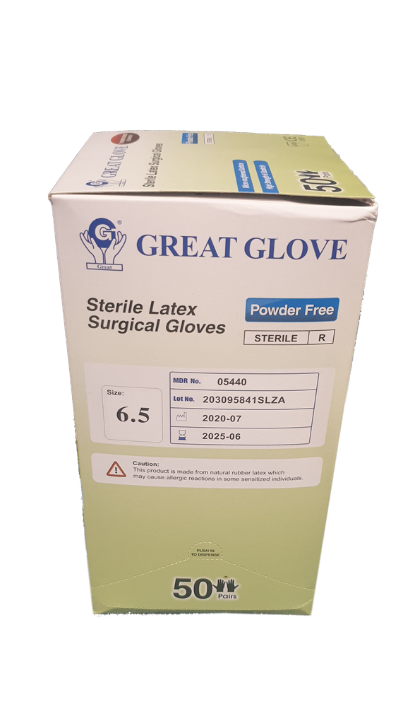 Latex Surgical Gloves Sterile Gloves Latex Powder Free Size 6.5 (5 PAIRS) thumb