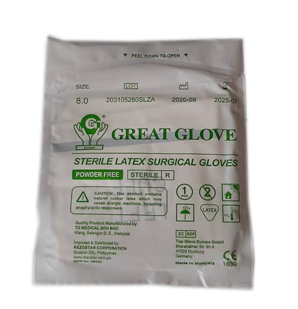 Latex Surgical Gloves 8.0 ( 5pairs ) Sterile Gloves Latex Powder Free Size 8.0 thumb