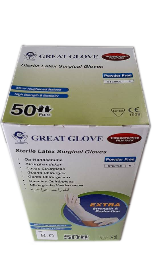 Latex Surgical Gloves 8.0 ( 5pairs ) Sterile Gloves Latex Powder Free Size 8.0 thumb
