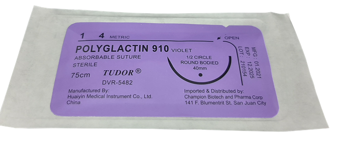 SUTURES POLYGLACTIN 1 Cutting 40mm (Tudor)