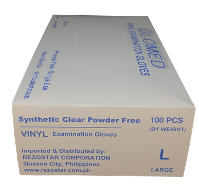 Vinyl Gloves ( Large ) Powder Free Synthetic Disposable Gloves / 100PCS (Glomed) thumb