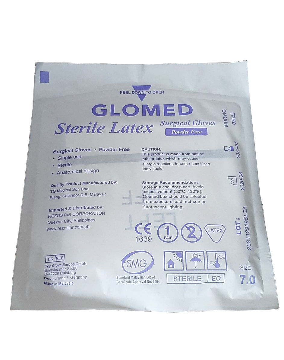 Latex Surgical Gloves 7.0 (5 PAIRS) Sterile Gloves Latex Powder Free (Glomed) thumb