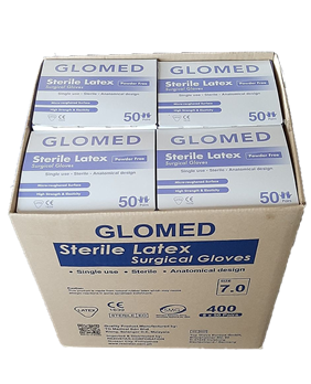 Latex Surgical Gloves 7.0 (5 PAIRS) Sterile Gloves Latex Powder Free (Glomed) thumb