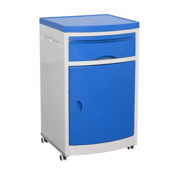 Bedside Cabinet Hospital Portable with drawer and Cupboard Plastic and hook thumb