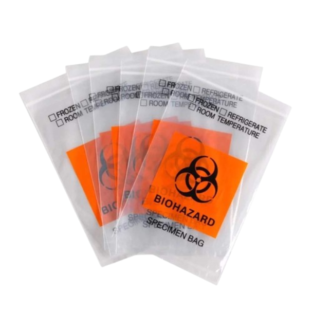 Biohazard bag 6 x10 inches with built in pocket for patient card Zip lock