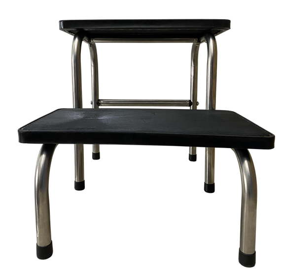 Foot Stool 2 Step Stainless Steel Color Black ANTI SLIP (WINGUARD) thumb