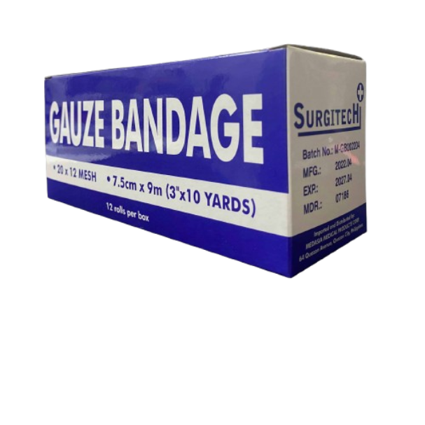 Gauze Bandage 3 x 10 yards per box (12 rolls) (Surgitech)