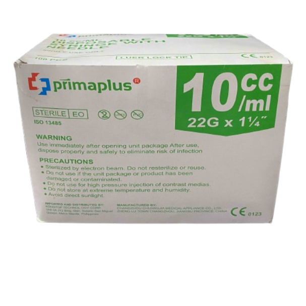 Syringe with Needle 10cc (100pcs) Disposable (PRIMAPLUS)