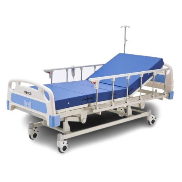 Hospital Bed Three Cranks Electric with IV Pole with Foam
