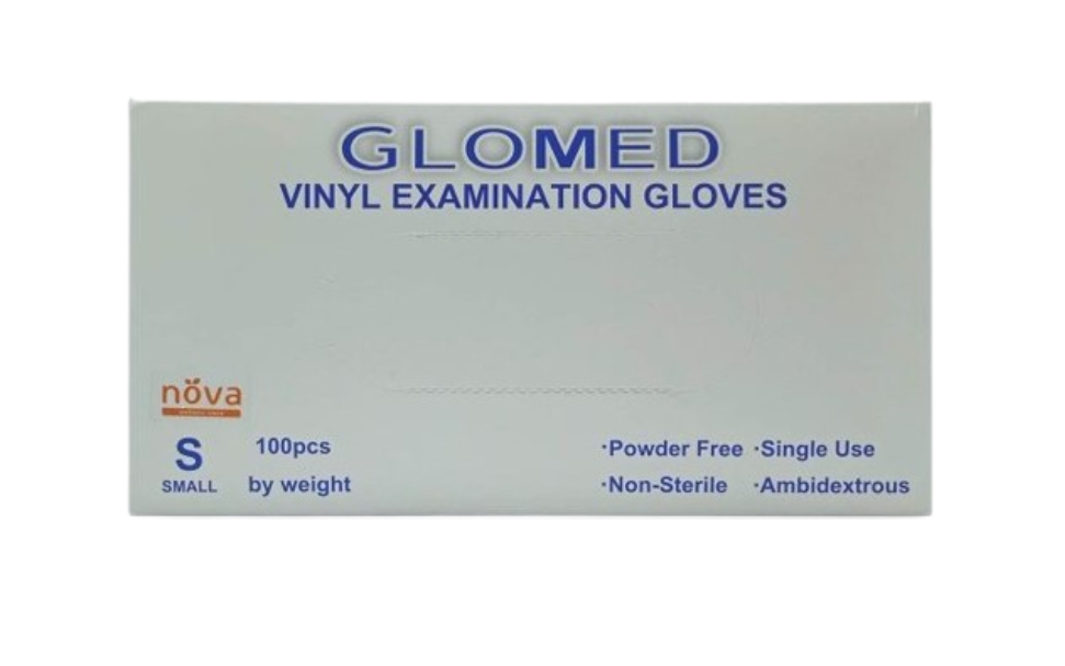 Vinyl Gloves ( Small ) Powder Free Synthetic Disposable Gloves / 100PCS (Glomed)