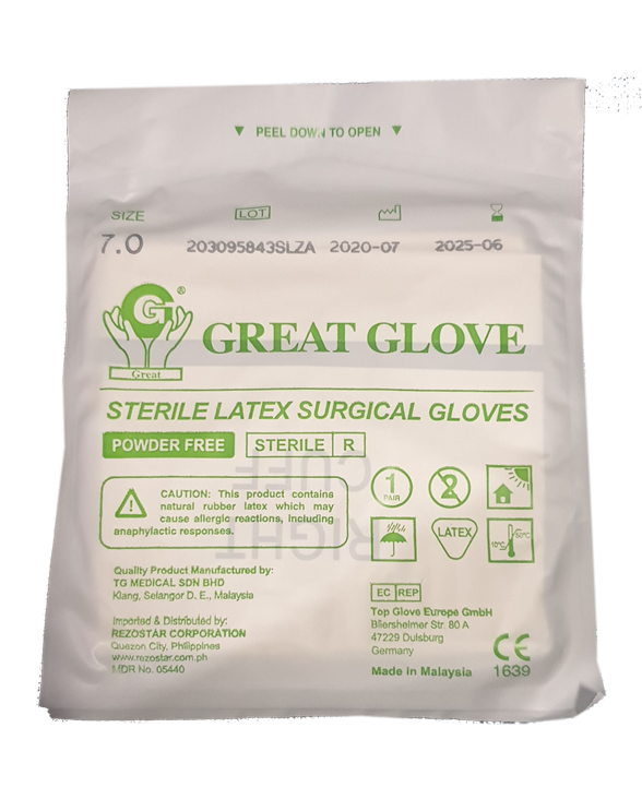Latex Surgical Gloves Sterile Gloves Latex Powder Free Size 7.0 5 PAIRS ONLY (Great Glove) thumb