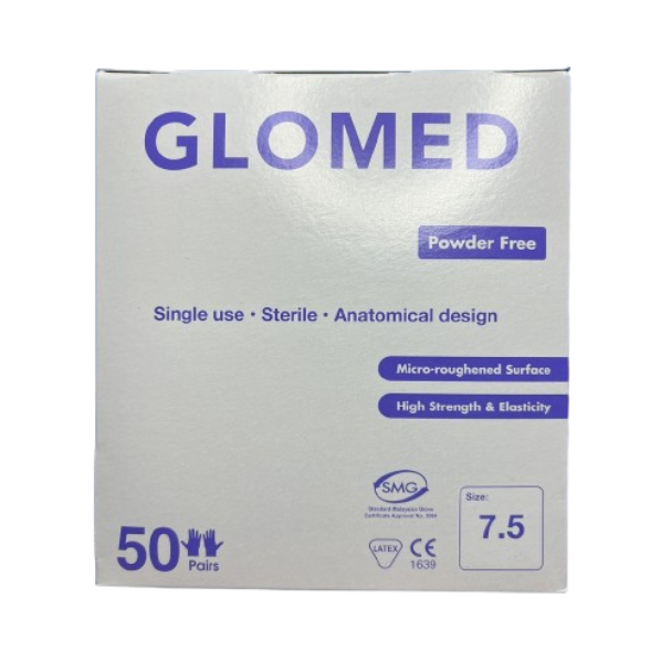 Latex Surgical Gloves 7.5 (50 PAIRS) Sterile Gloves Latex Powder Free (Glomed)