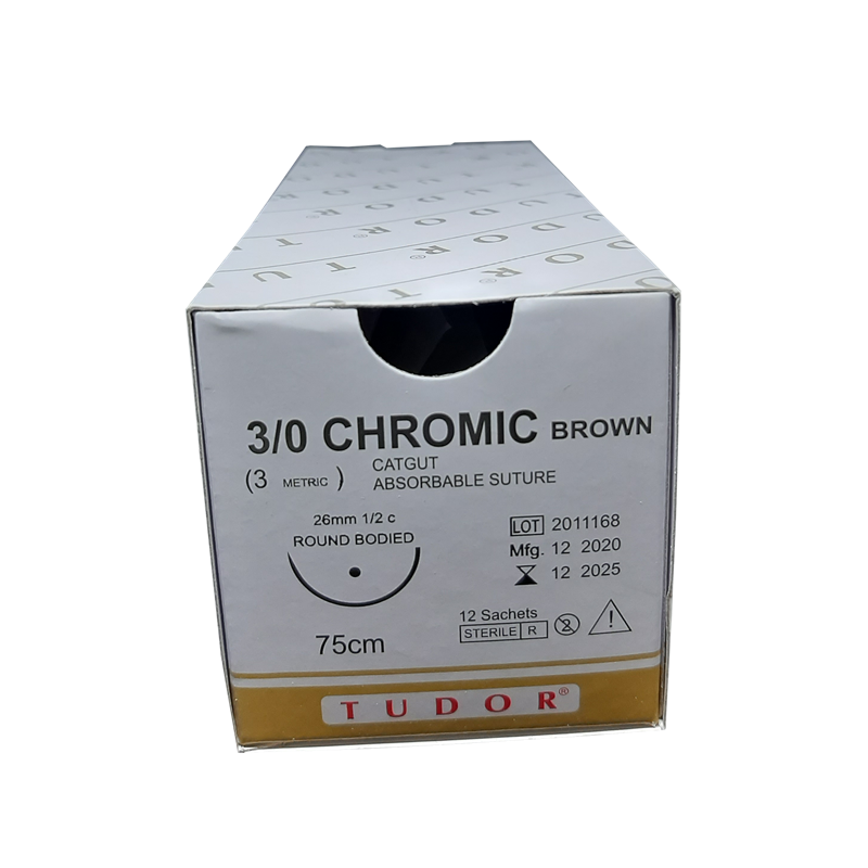 Sutures Chromic Brown Cutting Round 3/0 (Tudor)