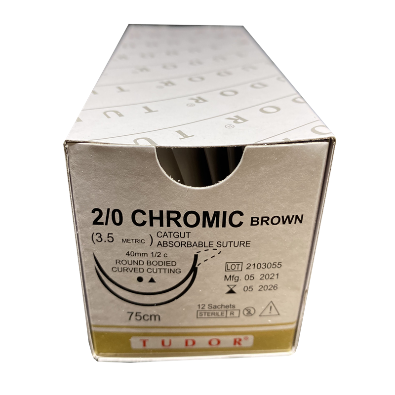 Suture Chromic Brown Cutting 2/0 40mm 12pcs (Tudor)