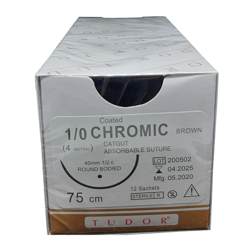 Suture Chromic Brown Round 1 12pcs (Tudor)