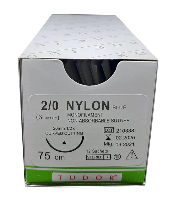 Sutures Nylon Green 2/0 Cutting (Tudor)