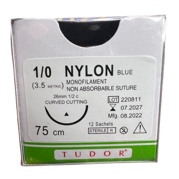 Suture Nylon 1/0 Cutting (Tudor) 12pcs