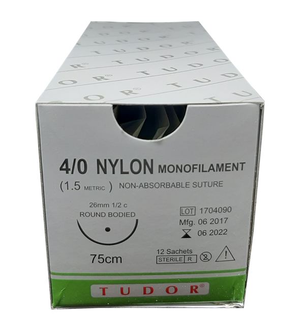 Suture Nylon Round 4/0 (Tudor) 12pcs