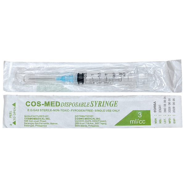 OB/CHN Bag - Syringe 3cc w/ Needle 100/box COSMED