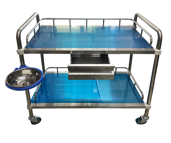 Trolley medical Cart Stainless Steel  with Wheel One drawer 2 Layers (Winguard)