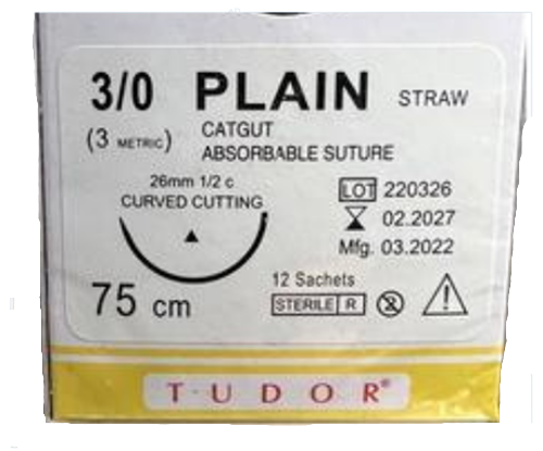 Sutures Yellow plain 3/0 Cutting Box (Tudor)