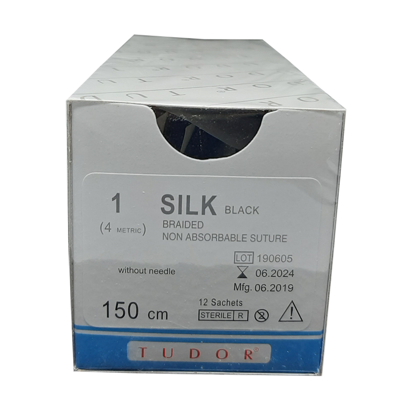 Suture Silk BRAIDED SUTURES - Sutures Silk  1/0 w/o needle 40mm (Tudor)