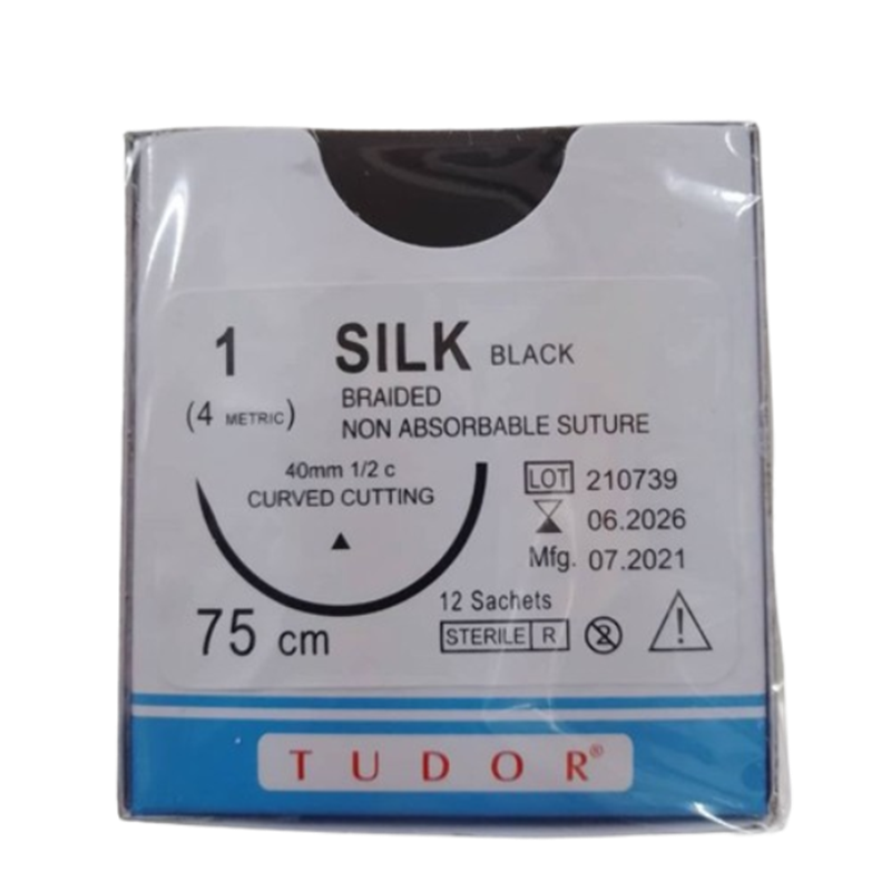 Suture Silk BRAIDED SUTURES - Sutures Silk  1 Cutting 40mm (Tudor)