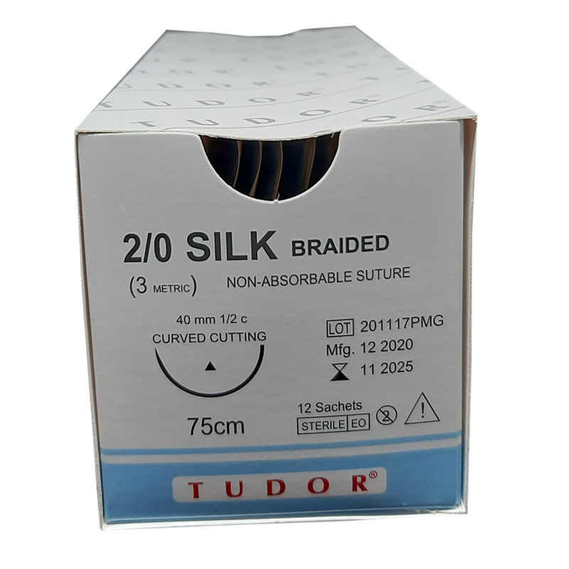 Suture Silk BRAIDED SUTURES - Sutures Silk 2/0 Cutting 40mm (Tudor)