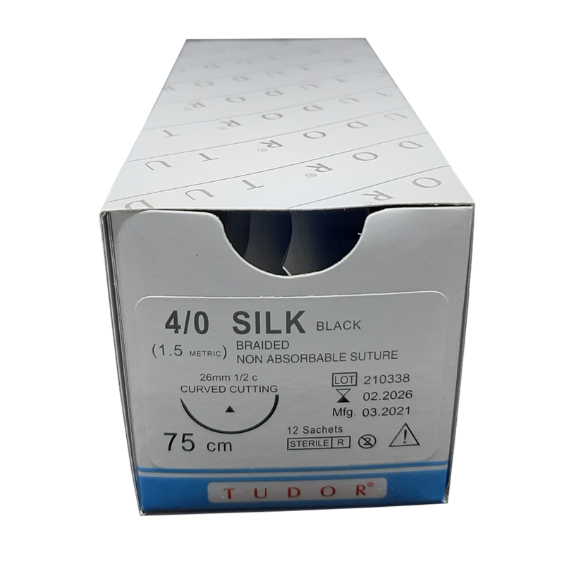Suture Silk BRAIDED SUTURES - Sutures Silk 4/0 Cutting 26mm (Tudor)
