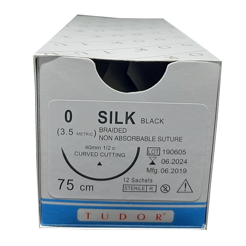 Suture Silk Curve Cutting 0 12pcs (Tudor)