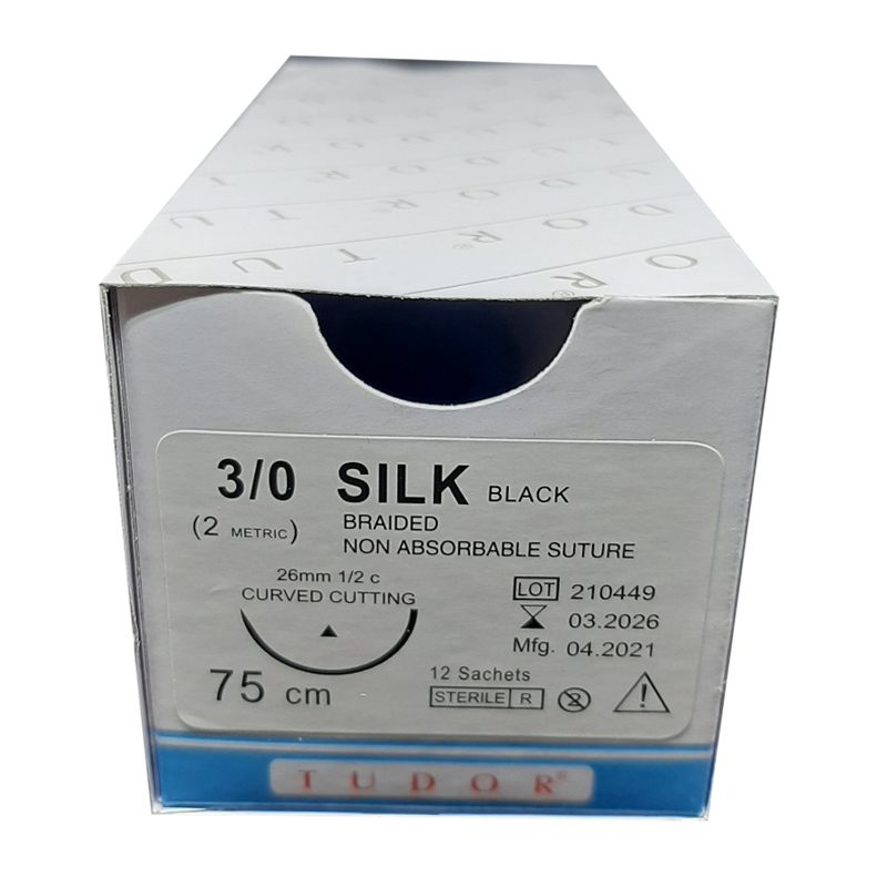 Suture Silk Curve Cutting 3/0 12pcs (Tudor)
