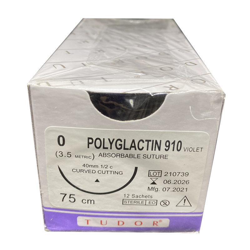 SUTURES POLYGLACTIN  0 cutting 40mm (Tudor)