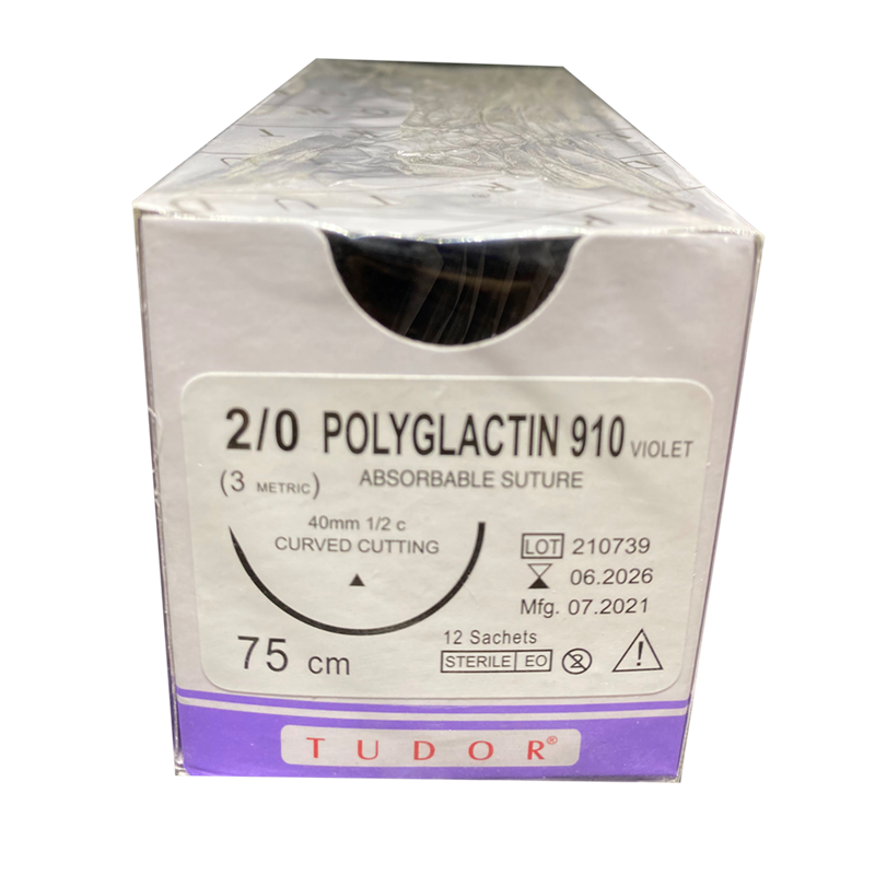 SUTURES POLYGLACTIN  2/0 Cutting 40mm (Tudor)