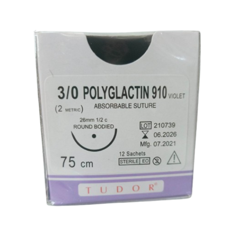 Suture Polyglactin Round 3/0 12pcs (Tudor)