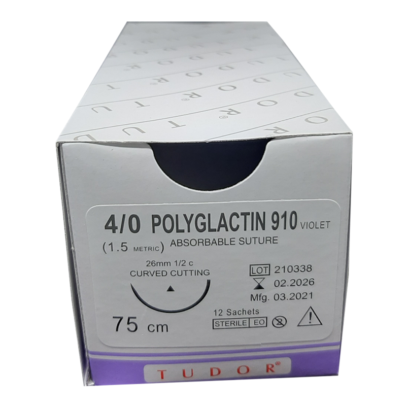 Suture Polyglactin Cutting 4/0 12pcs (Tudor)