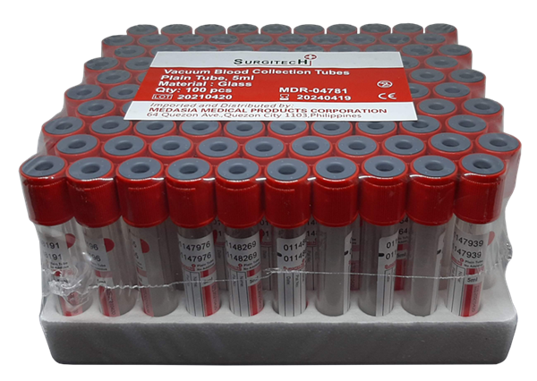 Vacuum Tubes Blood Collection 5ml Plain Glass -red top thumb