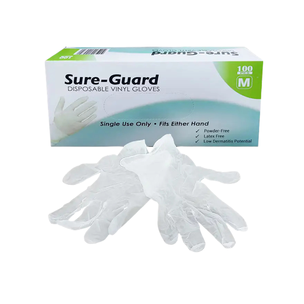 Vinyl Gloves ( Medium ) Powder Free Disposable 100PCS (Sure Guard)