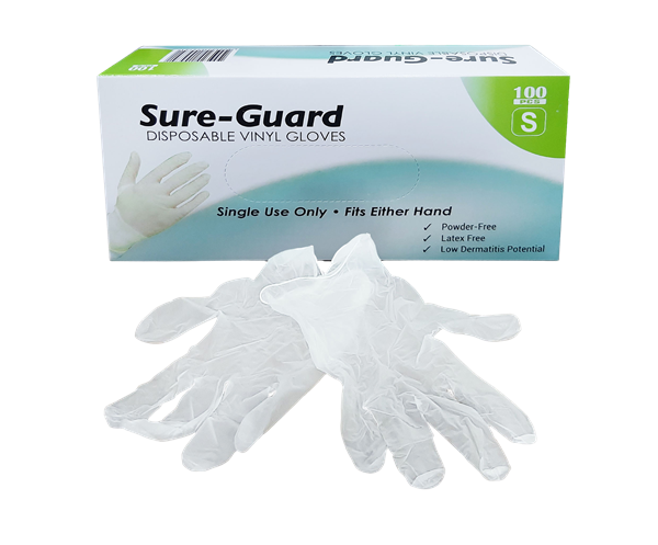 Vinyl Gloves ( Small ) Powder Free Disposable 100PCS (Sure Guard)